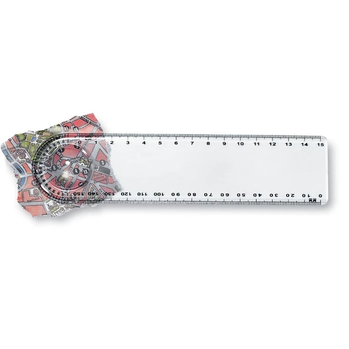 Régua de 15 cm com lupa e transferidor