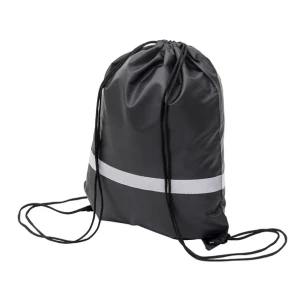 Saco de desporto com fita reflectora - preto
