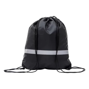 Saco de desporto com fita reflectora - preto
