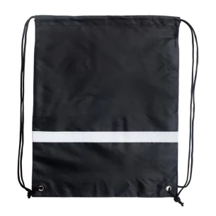 Saco de desporto com fita reflectora - preto