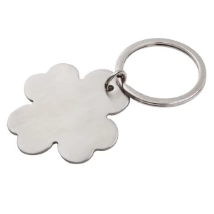 Porta-chaves de metal com trevo de 4 folhas - Prata