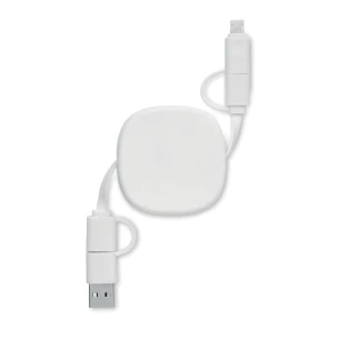 Cabo de carregamento retrátil de 60 watts - LINEA - Branco