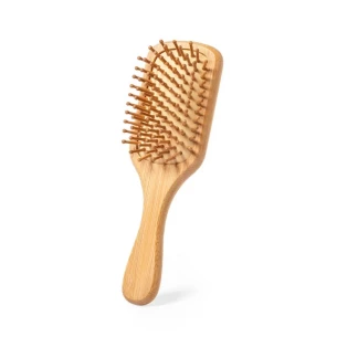 Escova de cabelo em bambu - castanho claro