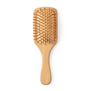 Escova de cabelo em bambu - castanho claro
