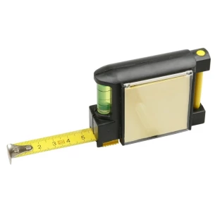 Fita métrica de 2 m, nível de bolha de ar, bloco de notas, caneta - Preto