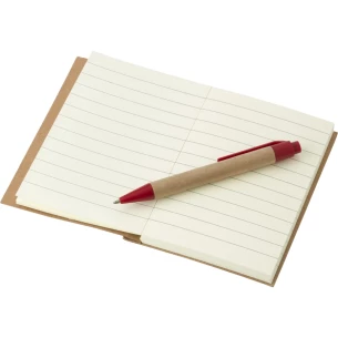 Bloco de notas Eco1 com caneta - Vermelho