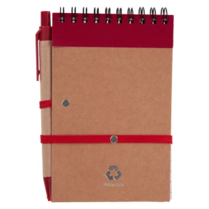 Bloco de notas Eco2 com caneta - Vermelho