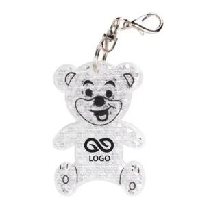 Porta-chaves de urso em plástico refletor - Branco
