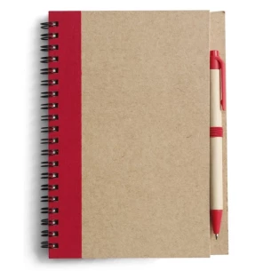 Bloco de notas Eco3 com caneta - Vermelho