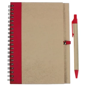 Bloco de notas Eco3 com caneta - Vermelho