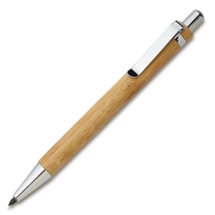 Caneta esferográfica/lápis de bambu de uso duradouro com estojo Lakimus - bege