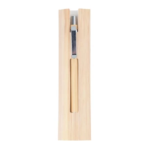 Caneta esferográfica/lápis de bambu de uso duradouro com estojo Lakimus - bege