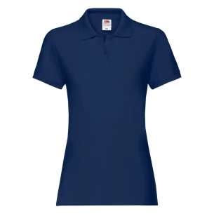 Camisola pólo feminina Fruit Of The Loom Premium - Azul-marinho